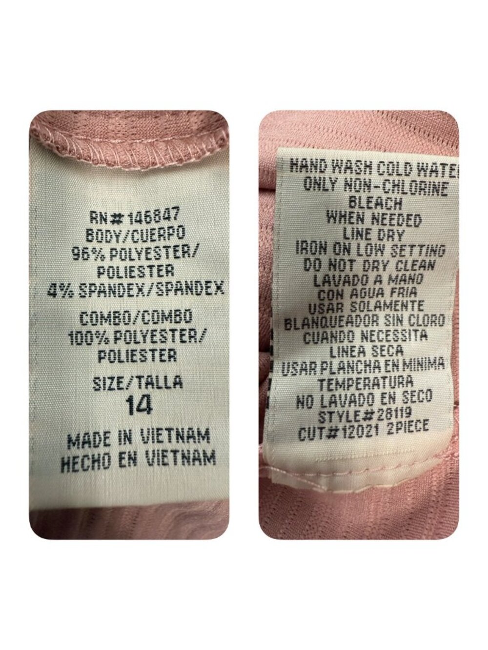 Maya Brooke Two Piece Dress Suit Size 14 Rose Gold Textured Sheath Sequins Lace - Picture 15 of 15